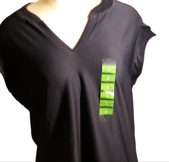 RBX - Flutter Sleeve, Split neck,  UPF 50+, Ribbed Women's Large Navy Blue Top - Picture 6 of 15